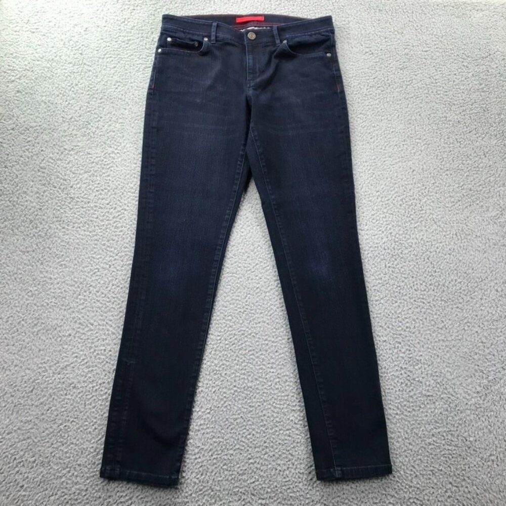 LL BEAN Womens Size 10 M/T Dark Wash Mid Rise Slim Straight Jeans w/ 31" Inseam